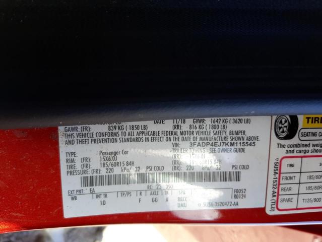 Photo 10 from auction – 2019 FORD FIESTA SE with VIN 3FADP4EJ7KM115545