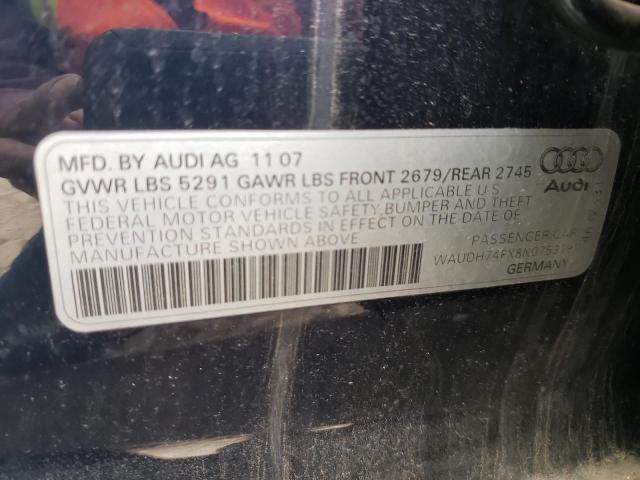 Photo 10 from auction – 2008 AUDI A6 3.2 QUA with VIN WAUDH74FX8N075379