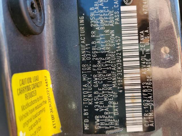 Photo 10 from auction – 2011 TOYOTA CAMRY BASE with VIN 4T1BF3EK3BU214457