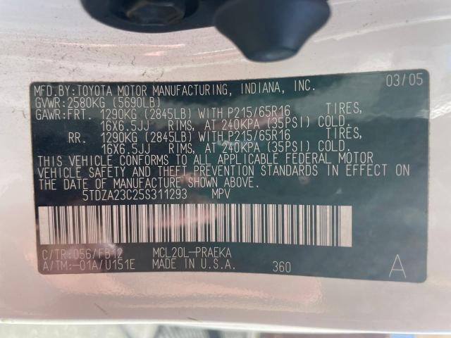 Photo 10 from auction – 2004 TOYOTA SIENNA CE with VIN 5TDZA23C25S311293
