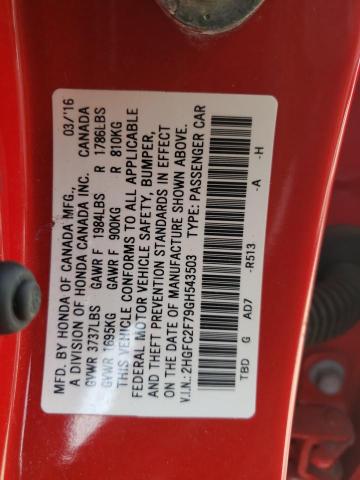 Photo 10 from auction – 2016 HONDA CIVIC EX with VIN 2HGFC2F79GH543503