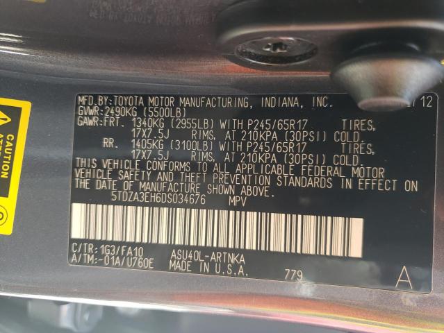 Photo 10 from auction – 2013 TOYOTA HIGHLANDER with VIN 5TDZA3EH6DS034676