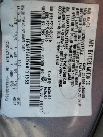 Photo 10 from auction – 2006 FORD TAURUS SEL with VIN 1FAFP56U26A121585
