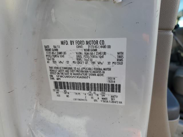 Photo 10 from auction – 2012 FORD ESCAPE XLT with VIN 1FMCU9DG1CKA09971