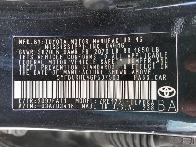 Photo 10 from auction – 2016 TOYOTA COROLLA L with VIN 5YFBURHE4GP507503
