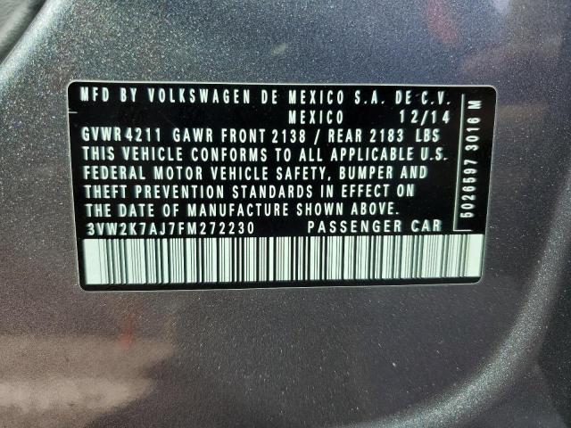 Photo 10 from auction – 2015 VOLKSWAGEN JETTA BASE with VIN 3VW2K7AJ7FM272230