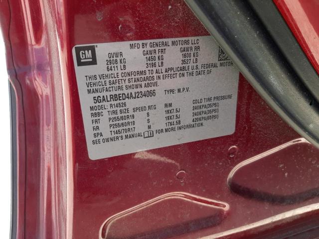 Photo 10 from auction – 2010 BUICK ENCLAVE CX with VIN 5GALRBED4AJ234066