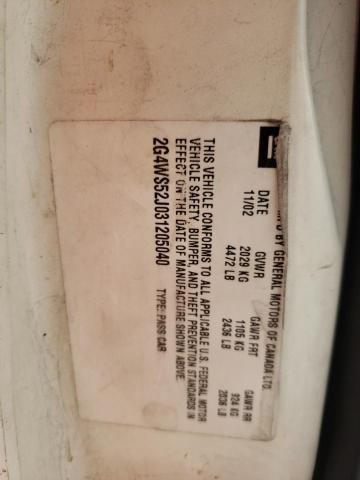 Photo 10 from auction – 2003 BUICK CENTURY CU with VIN 2G4WS52J031205040