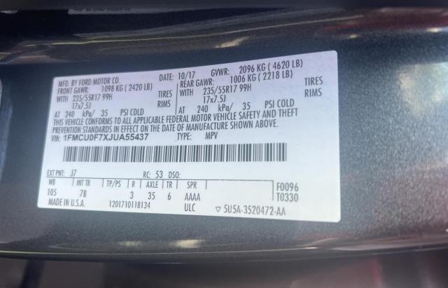 Photo 10 from auction – 2018 FORD ESCAPE S with VIN 1FMCU0F7XJUA55437