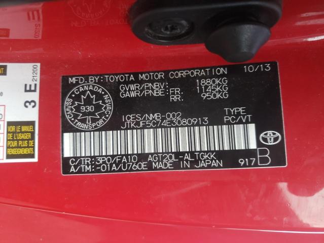 Photo 10 from auction – 2014 TOYOTA SCION TC with VIN JTKJF5C74E3080913