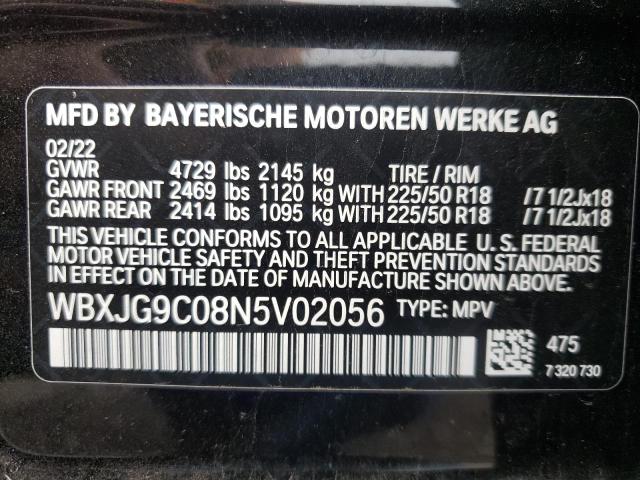 Photo 10 from auction – 2022 BMW X1 with VIN WBXJG9C08N5V02056