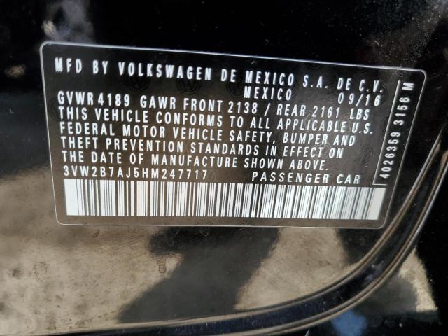 Photo 10 from auction – 2017 VOLKSWAGEN JETTA S with VIN 3VW2B7AJ5HM247717