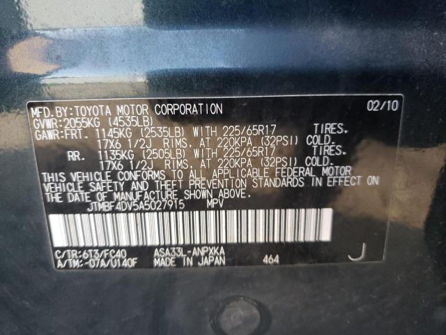 Photo 10 from auction – 2010 TOYOTA RAV4 with VIN JTMBF4DV5A5027915