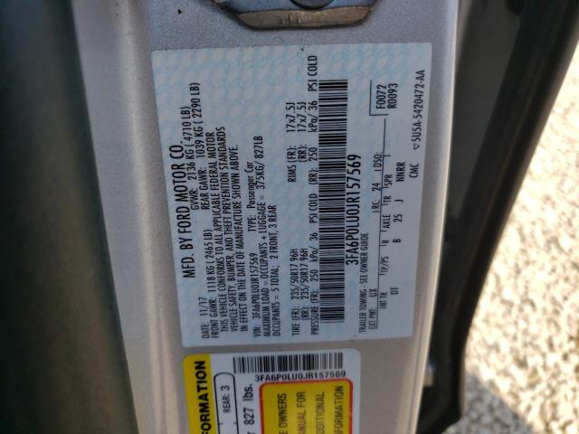 Photo 10 from auction – 2018 FORD FUSION SE with VIN 3FA6P0LU0JR157569