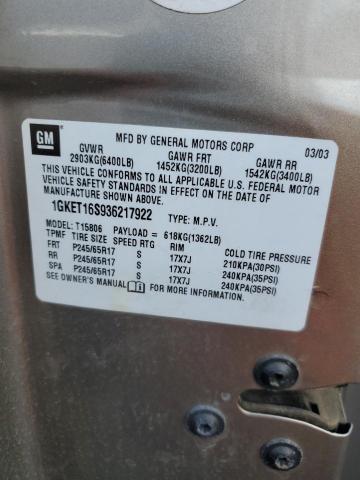 Photo 10 from auction – 2003 GMC ENVOY XL with VIN 1GKET16S936217922