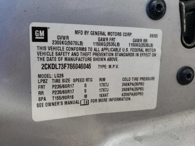 Photo 10 from auction – 2006 PONTIAC TORRENT with VIN 2CKDL73F766046046