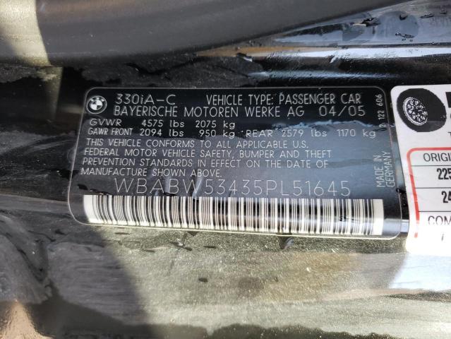 Photo 10 from auction – 2005 BMW 330 CI with VIN WBABW53435PL51645