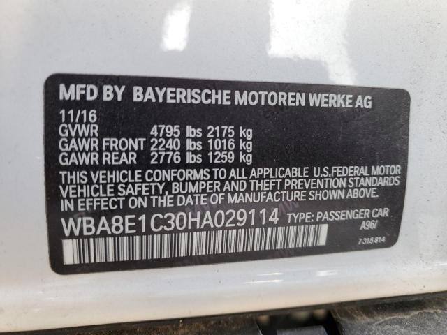 Photo 10 from auction – 2017 BMW 330E with VIN WBA8E1C30HA029114