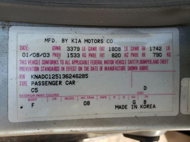 Photo 10 from auction – 2003 KIA RIO with VIN KNADC125136246285