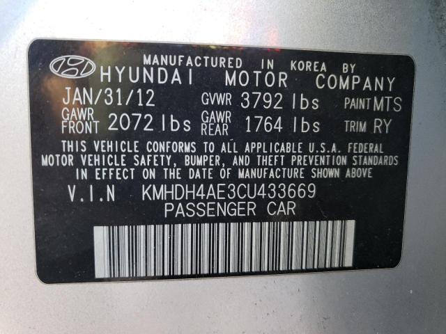 Photo 10 from auction – 2012 HYUNDAI ELANTRA GL with VIN KMHDH4AE3CU433669