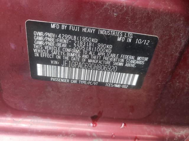 Photo 10 from auction – 2013 SUBARU IMPREZA PR with VIN JF1GPAC69DH806920