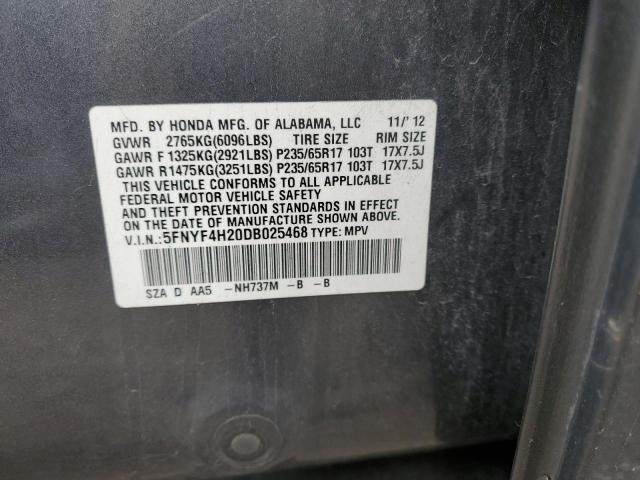 Photo 10 from auction – 2013 HONDA PILOT LX with VIN 5FNYF4H20DB025468
