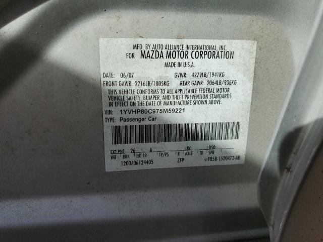 Photo 10 from auction – 2007 MAZDA 6 I with VIN 1YVHP80C975M59221