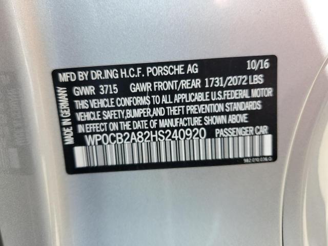 Photo 10 from auction – 2017 PORSCHE BOXSTER S with VIN WP0CB2A82HS240920
