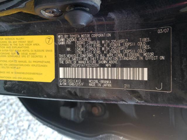 Photo 10 from auction – 2007 TOYOTA HIGHLANDER with VIN JTEEP21A770223209