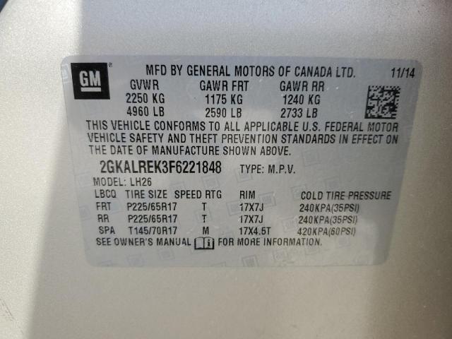 Photo 10 from auction – 2015 GMC TERRAIN SL with VIN 2GKALREK3F6221848