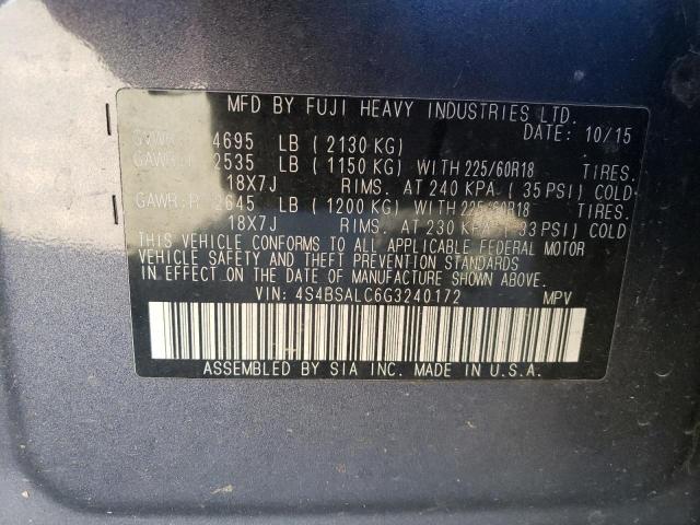 Photo 10 from auction – 2016 SUBARU OUTBACK 2. with VIN 4S4BSALC6G3240172