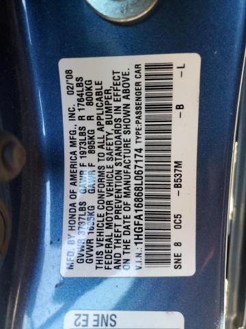 Photo 10 from auction – 2008 HONDA CIVIC EX with VIN 1HGFA16868L067174