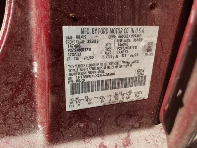 Photo 10 from auction – 2003 FORD F150 SUPER with VIN 1FTRW07LX3KA35580