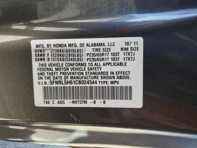 Photo 10 from auction – 2012 HONDA ODYSSEY EX with VIN 5FNRL5H61CB024544