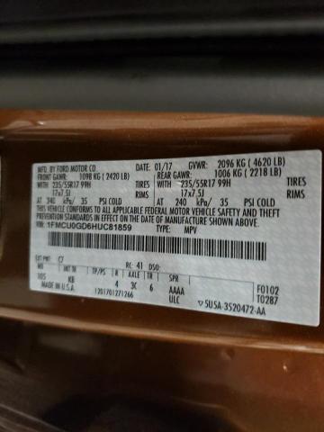 Photo 10 from auction – 2017 FORD ESCAPE SE with VIN 1FMCU0GD6HUC81859