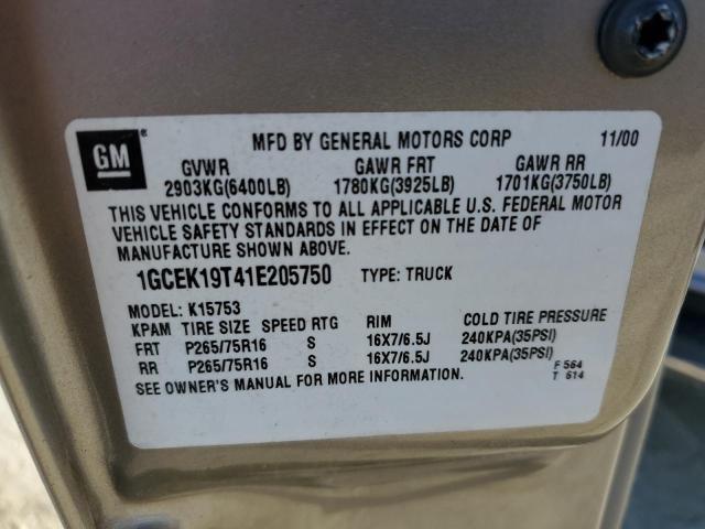 Photo 10 from auction – 2001 CHEVROLET SILVERADO with VIN 1GCEK19T41E205750