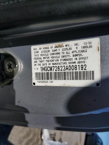 Photo 10 from auction – 2003 HONDA ACCORD EX with VIN 1HGCM72623A008192