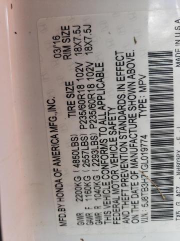 Photo 10 from auction – 2016 ACURA RDX ADVANC with VIN 5J8TB3H71GL019774