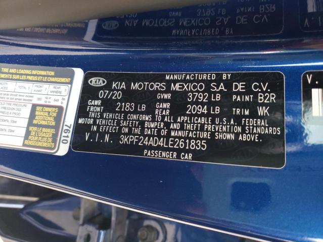 Photo 10 from auction – 2020 KIA FORTE FE with VIN 3KPF24AD4LE261835