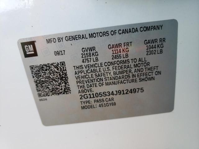 Photo 10 from auction – 2018 CHEVROLET IMPALA LT with VIN 2G1105S34J9124975