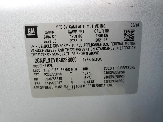 Photo 10 from auction – 2010 CHEVROLET EQUINOX LT with VIN 2CNFLNEY6A6338066