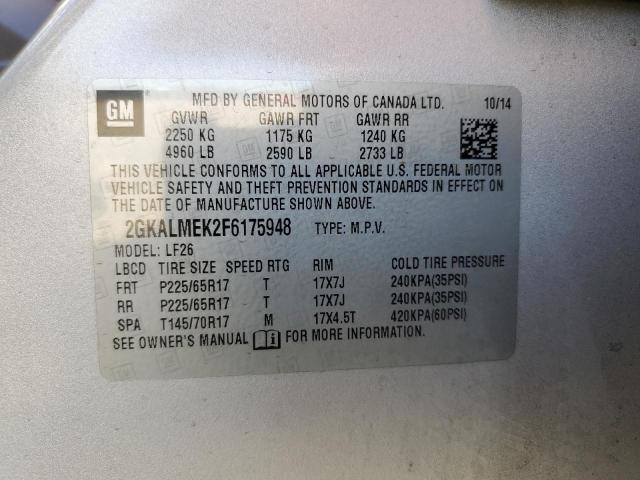 Photo 10 from auction – 2015 GMC TERRAIN SL with VIN 2GKALMEK2F6175948