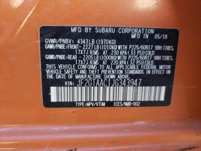 Photo 10 from auction – 2018 SUBARU CROSSTREK with VIN JF2GTAAC1JG343947