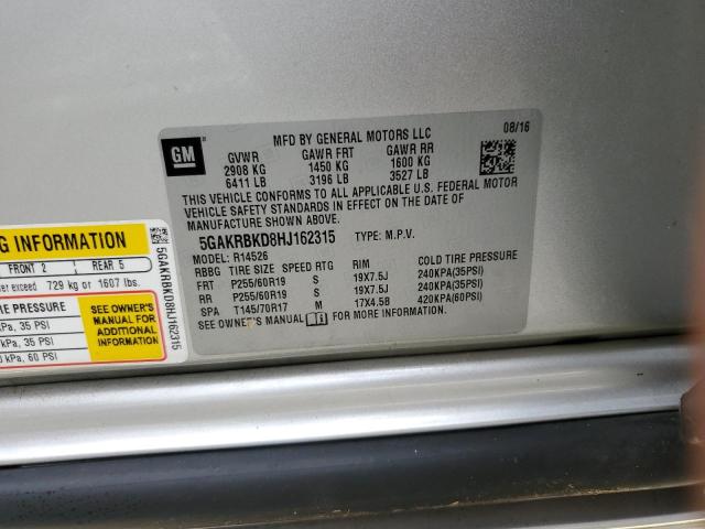 Photo 10 from auction – 2017 BUICK ENCLAVE with VIN 5GAKRBKD8HJ162315