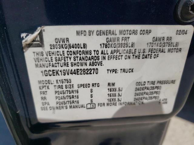Photo 10 from auction – 2004 CHEVROLET SILVERADO with VIN 1GCEK19V44E282270
