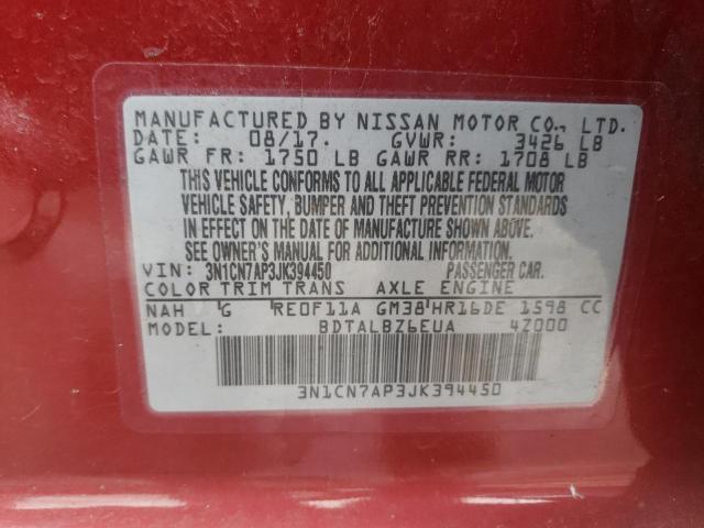 Photo 10 from auction – 2018 NISSAN VERSA S with VIN 3N1CN7AP3JK394450