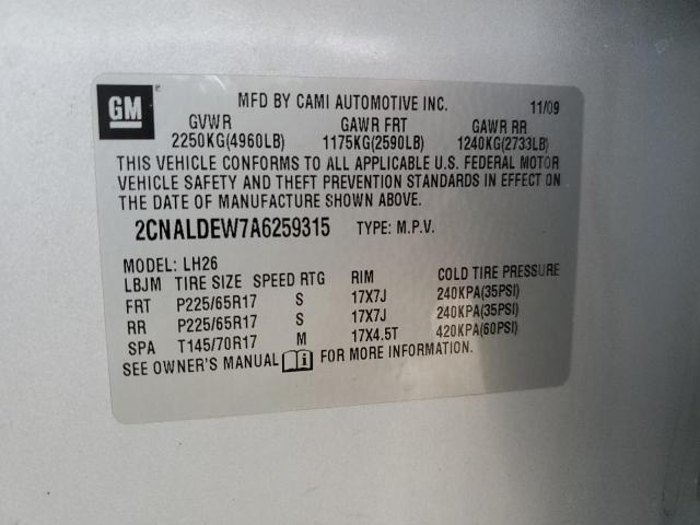 Photo 10 from auction – 2010 CHEVROLET EQUINOX LT with VIN 2CNALDEW7A6259315