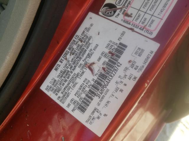 Photo 10 from auction – 2012 FORD FUSION with VIN 3FAHP0GAXCR228742