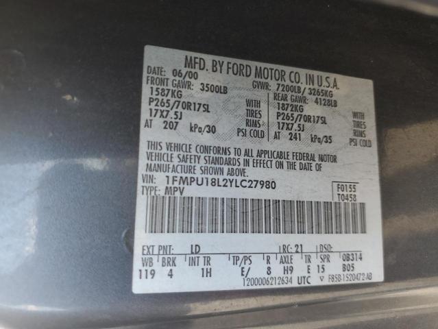 Photo 10 from auction – 2000 FORD EXPEDITION with VIN 1FMPU18L2YLC27980