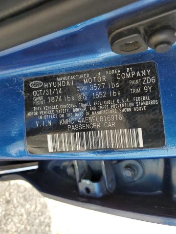 Photo 10 from auction – 2015 HYUNDAI ACCENT GLS with VIN KMHCT4AE5FU816916